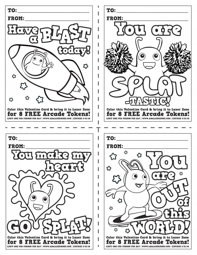 February Coloring Sheet - Valentine's Day Cards